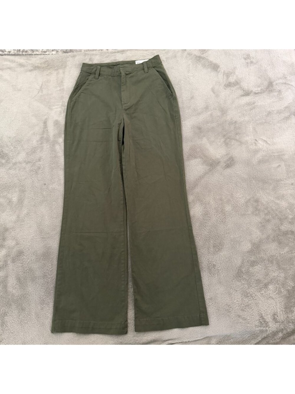 Gap Green Flare Wide Leg High Rise Khaki Pants Trousers Womens size 4
